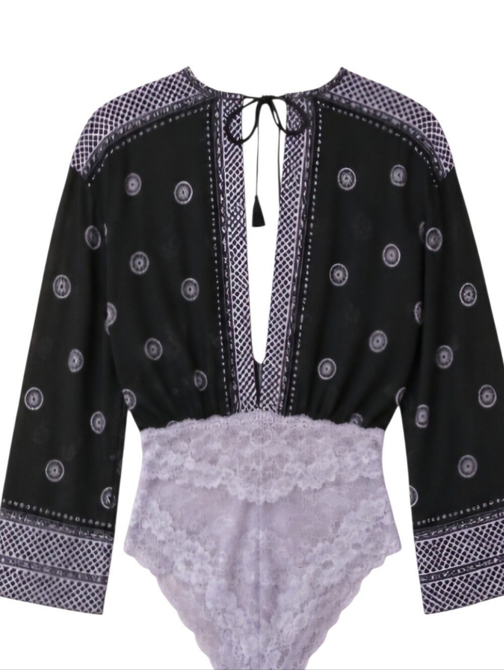 Free People Intimately "On Board Bodysuit" Black & Lavender  Small - Picture 6 of 8
